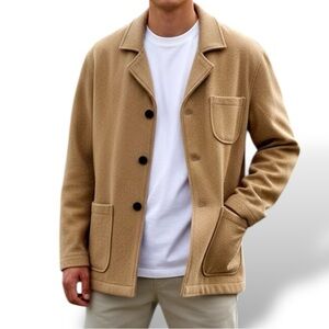 Blazer-Shirt-Jacket ‘Shacket’ Camel Tan Overshirt Wool-blend John Henric Sweden